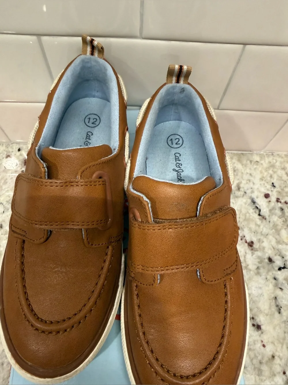 Cat & Jack Tan Brown Kids Hook-and-Loop Casual Sneakers Size 12